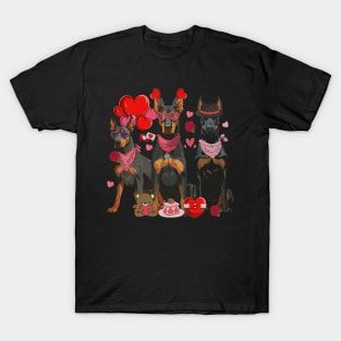 Doberman Valentine’s Day Doberman Dog Lover Dobie Mom Women T-Shirt